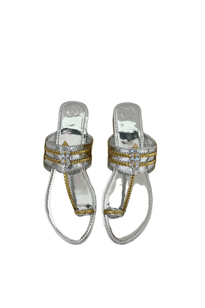 Silver Two Tone Kolhapuri Flats
