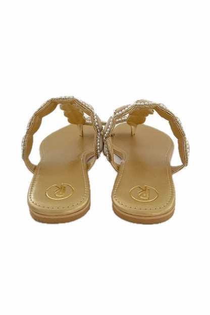 Gold Cowrie Kolhapuri Flats