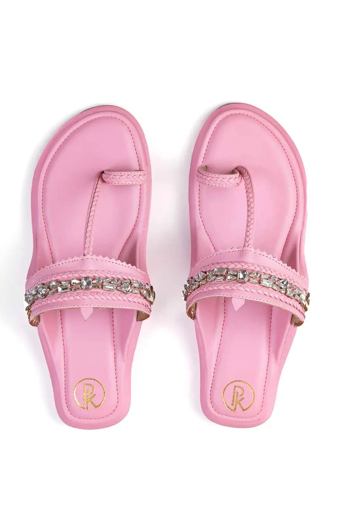 Pink Embellished Kolhapuri Flats