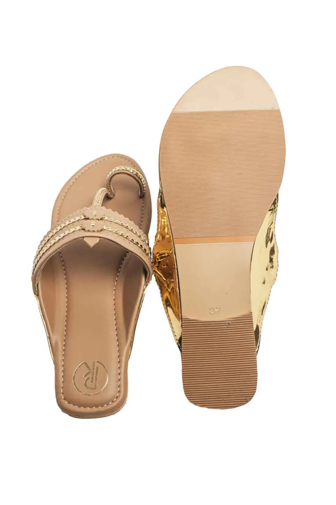 Two Tone Kolhapuri Flats