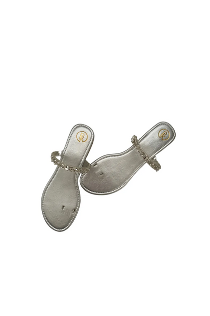 Silver Embellished Thumb Flats