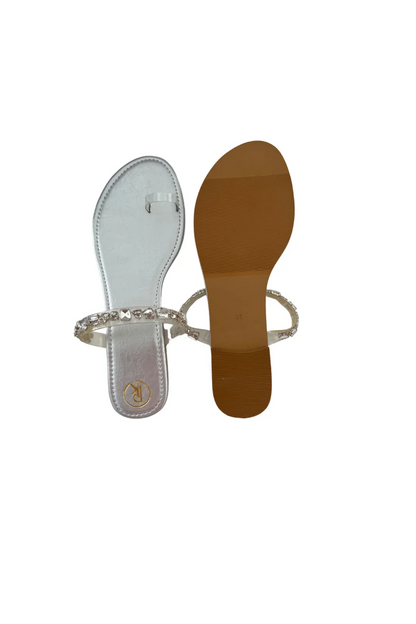 Silver Embellished Thumb Flats