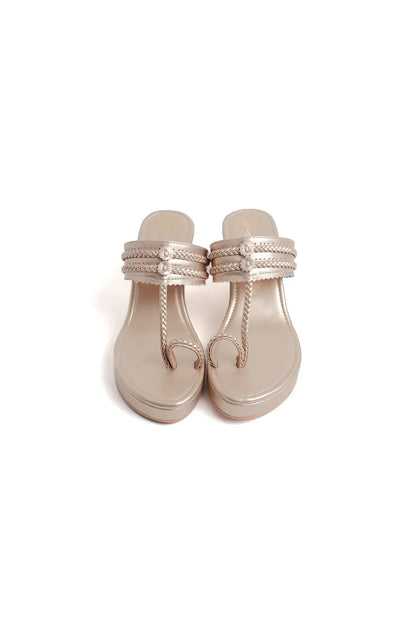Dull Gold Kolhapuri Wedges