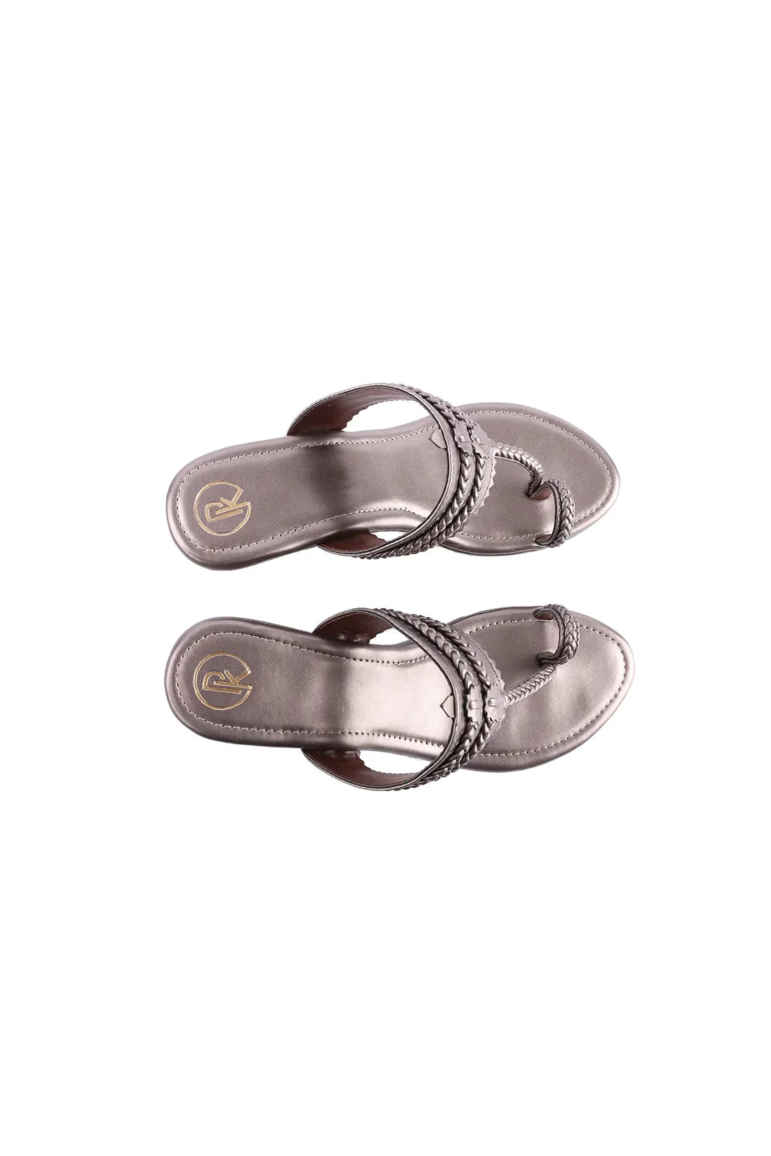 Metallic Grey Kolhapuri Wedges