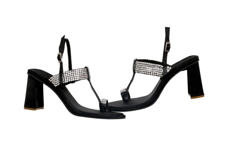 BLACK CRYSTAL HEELS