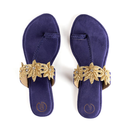 Suede Lotus Kolhapuri Flats