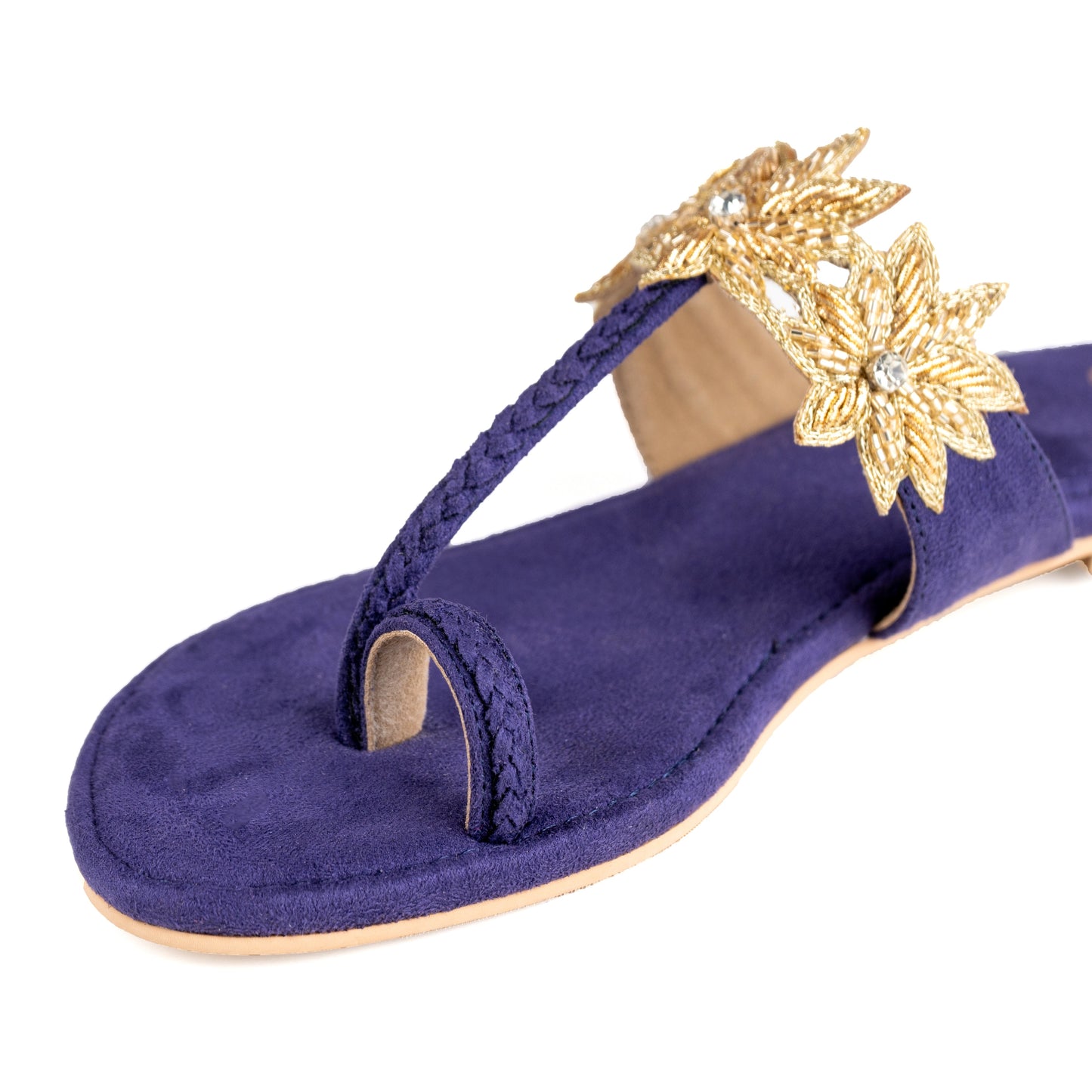 Suede Lotus Kolhapuri Flats