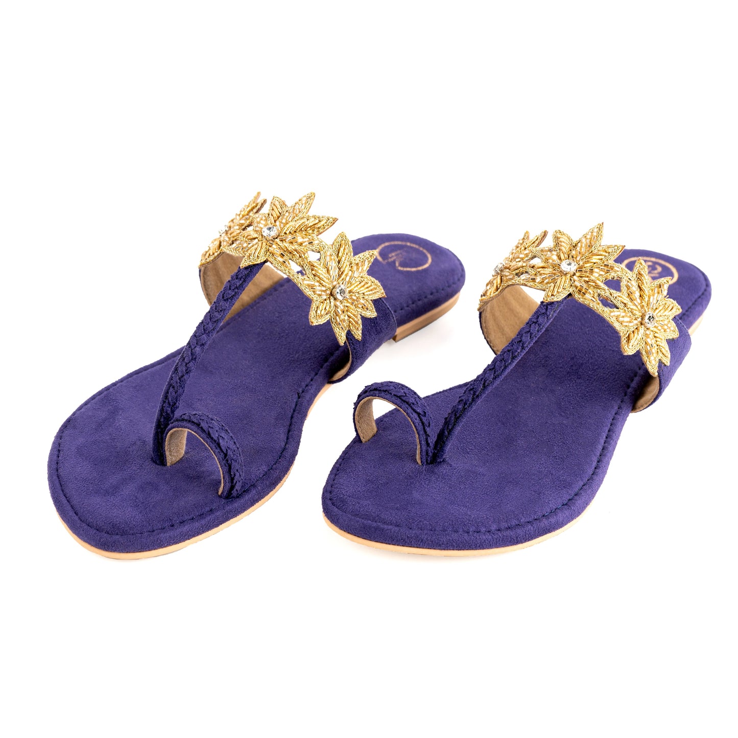 Suede Lotus Kolhapuri Flats