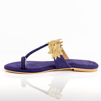 Suede Lotus Kolhapuri Flats