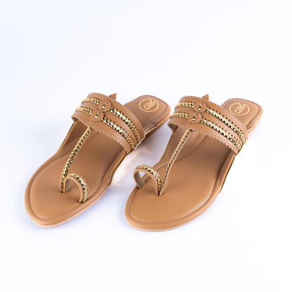 Two Tone Kolhapuri Flats