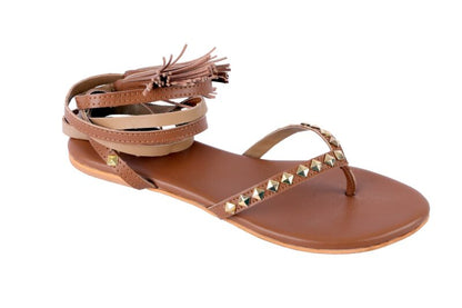 Tan Tieups Flats