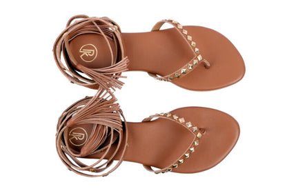 Tan Tieups Flats