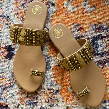 Tan Bohemian Thumb Flats