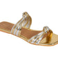 GOLD & SILVER TWO STRAP FLATS