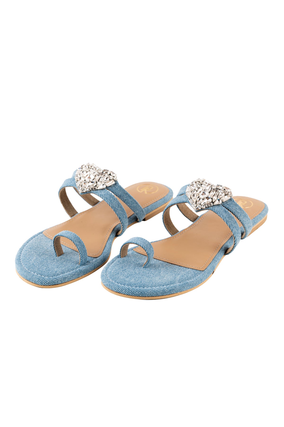 Denim heart flats