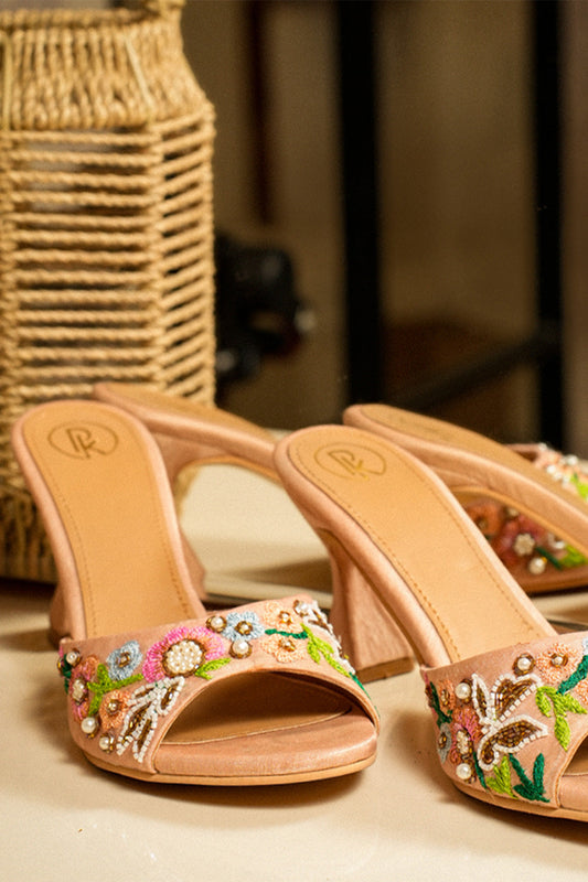 Peach Floral Heels