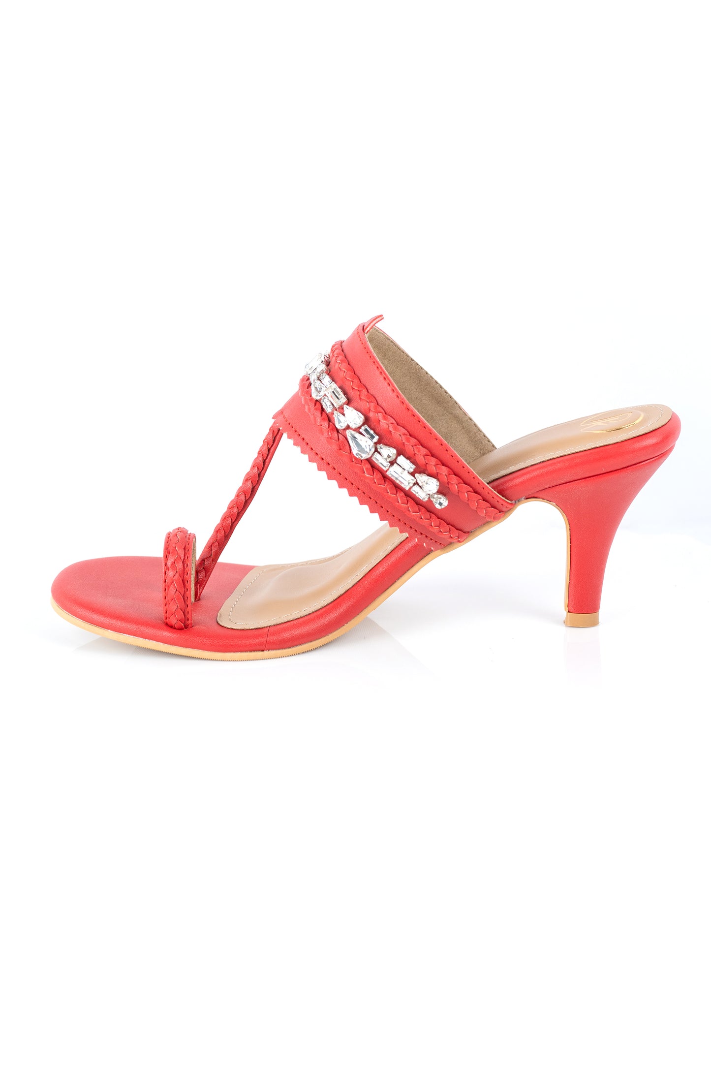 Red Embellished Kolhapuri Heels