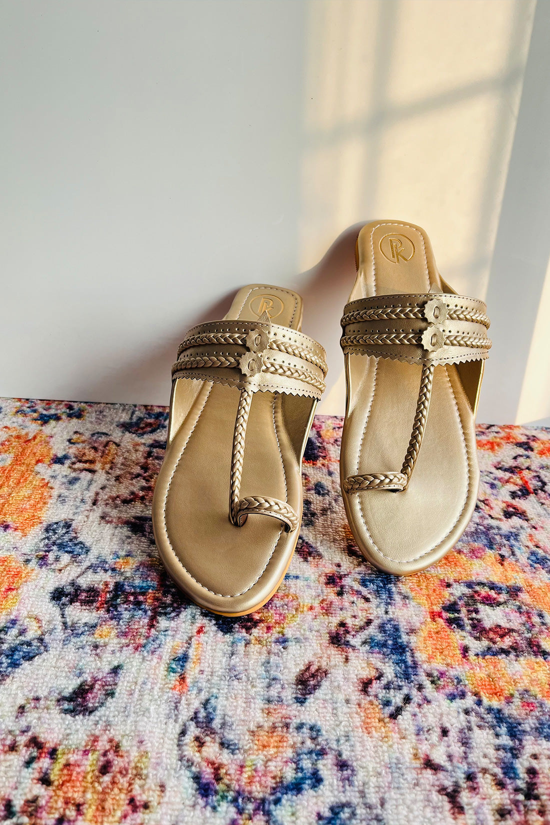 Dull Gold Kolhapuri Flats