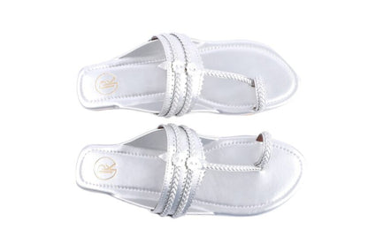 Dull Silver Kolhapuri Flats