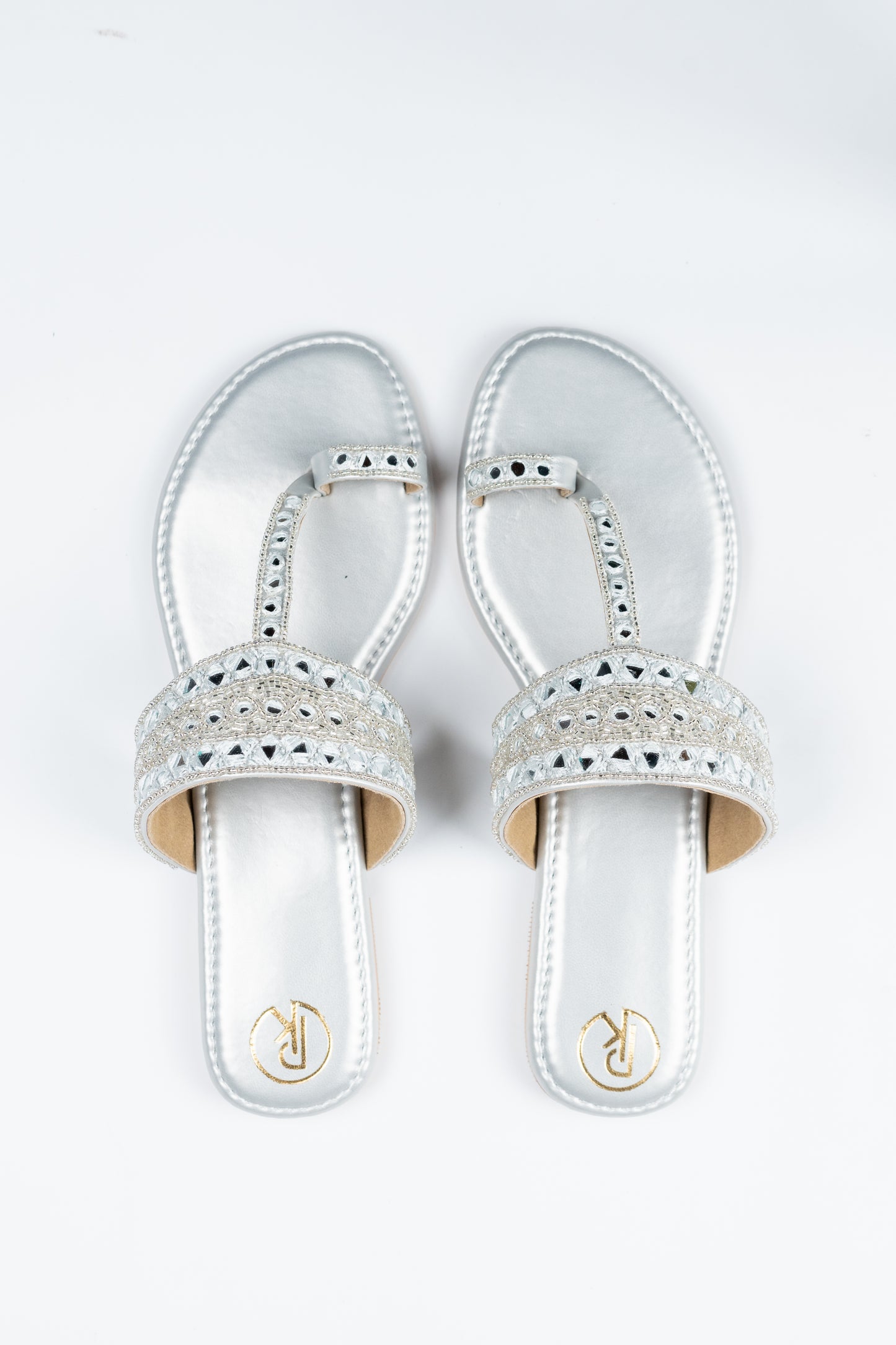 Dull Silver Sheesha Kolhapuri Flats