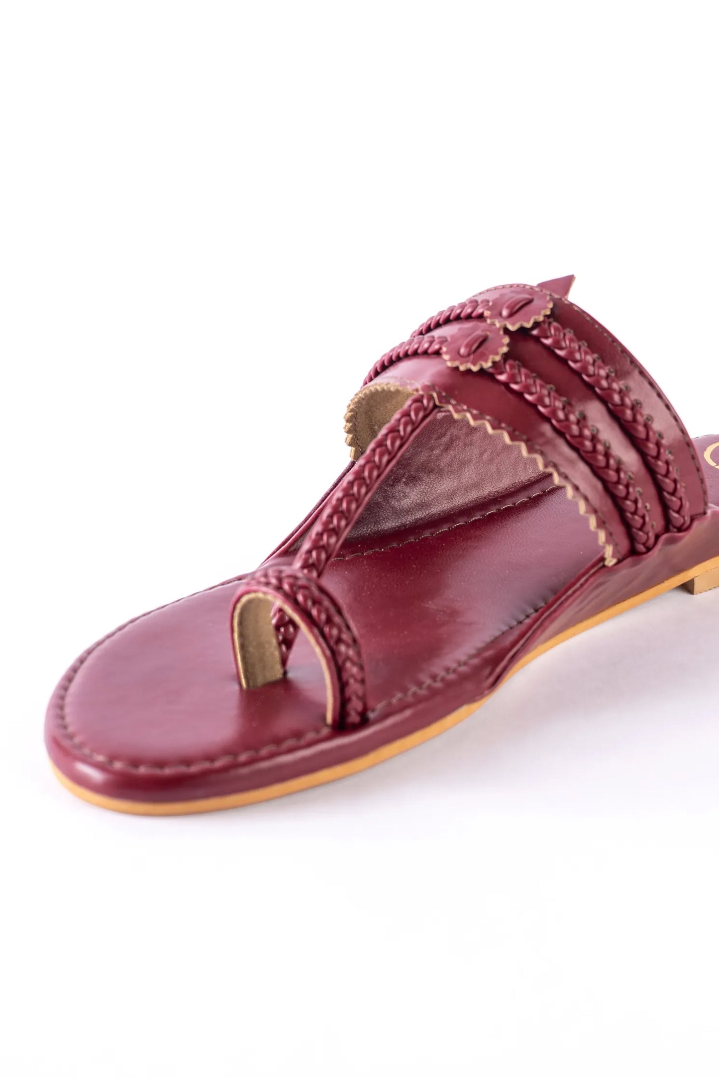 Maroon Plain Kolhapuri Flats