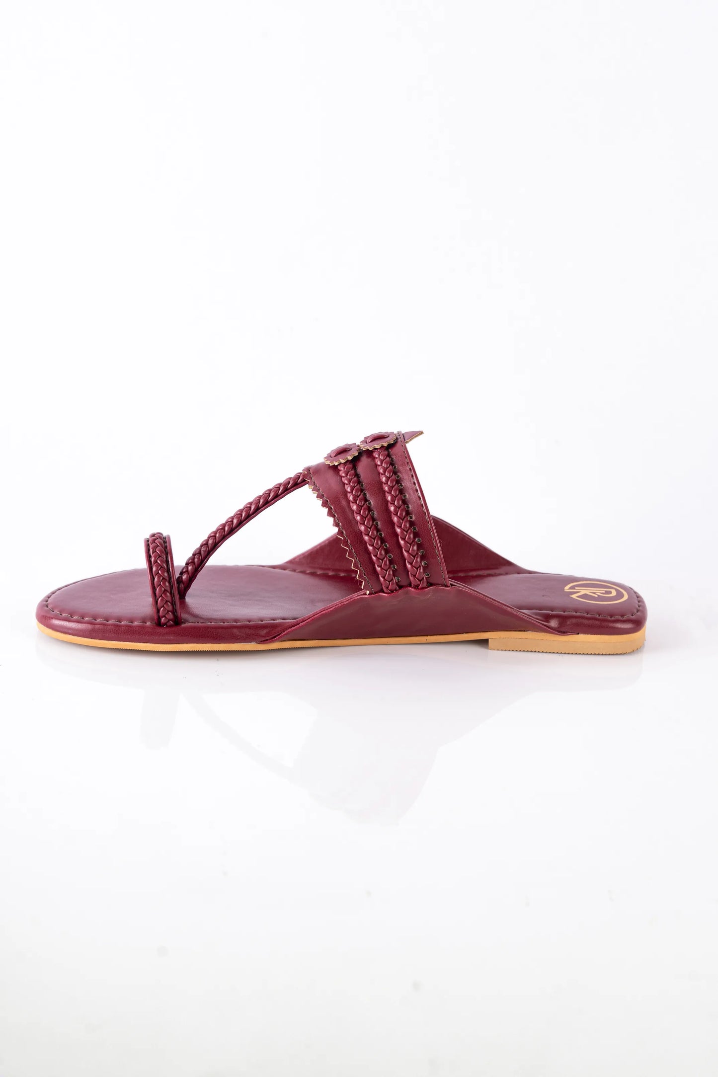 Maroon Plain Kolhapuri Flats