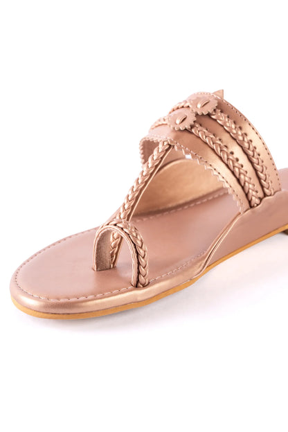 Rose Gold Plain Kolhapuri Flats
