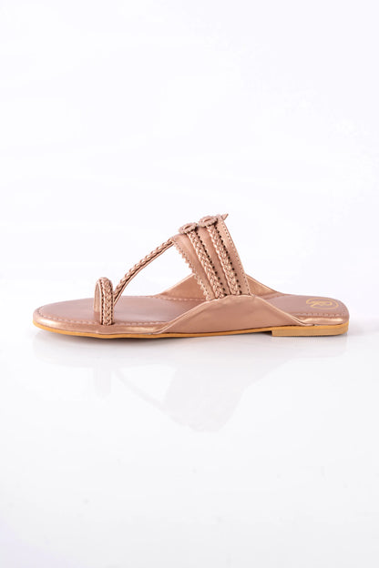 Rose Gold Plain Kolhapuri Flats