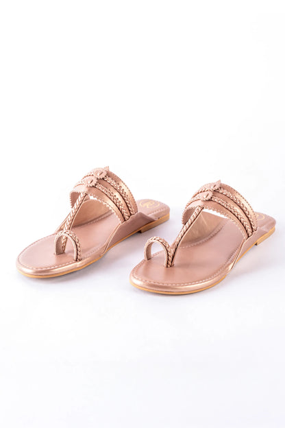 Rose Gold Plain Kolhapuri Flats