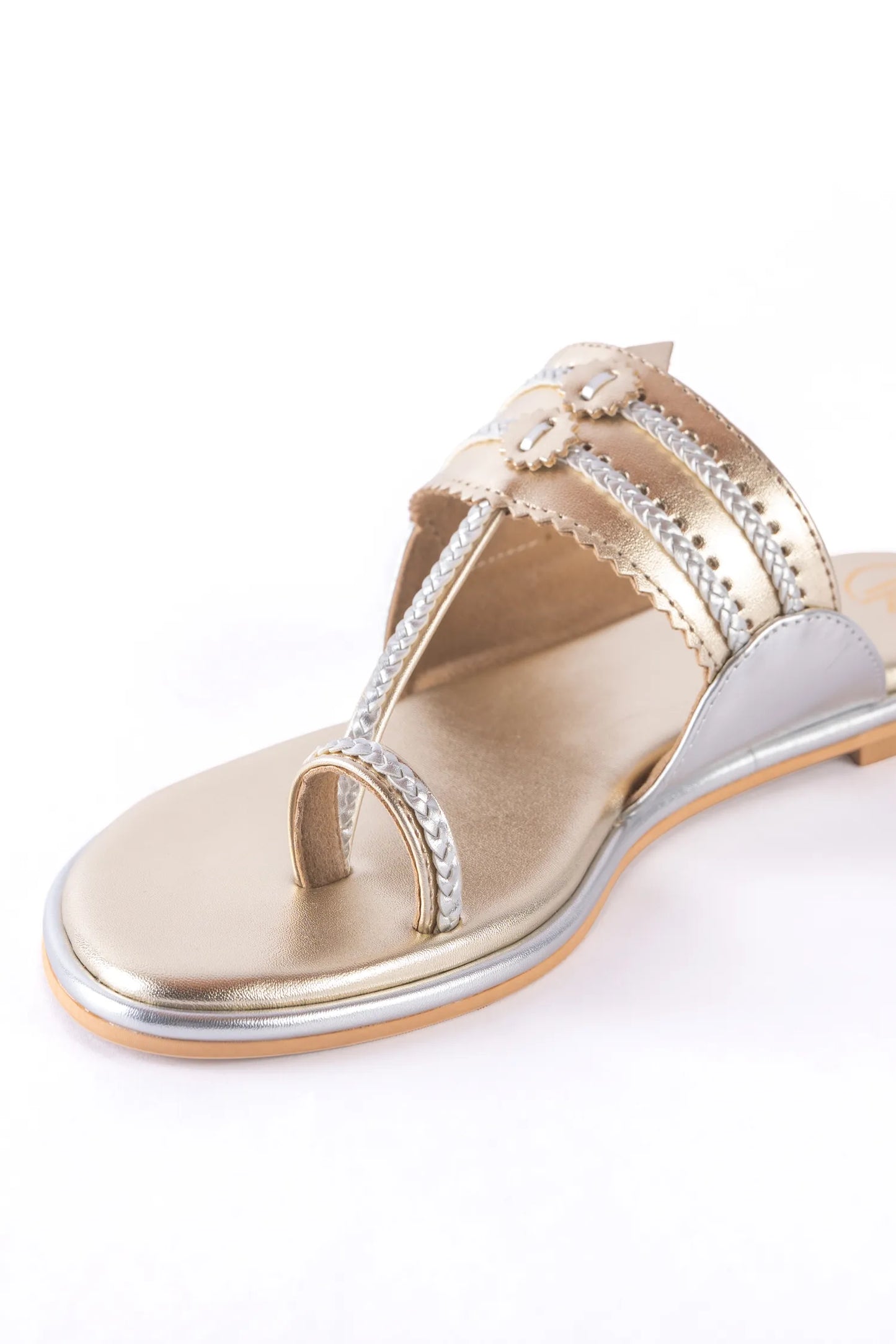 Dull Gold Two One Kolhapuri Flats