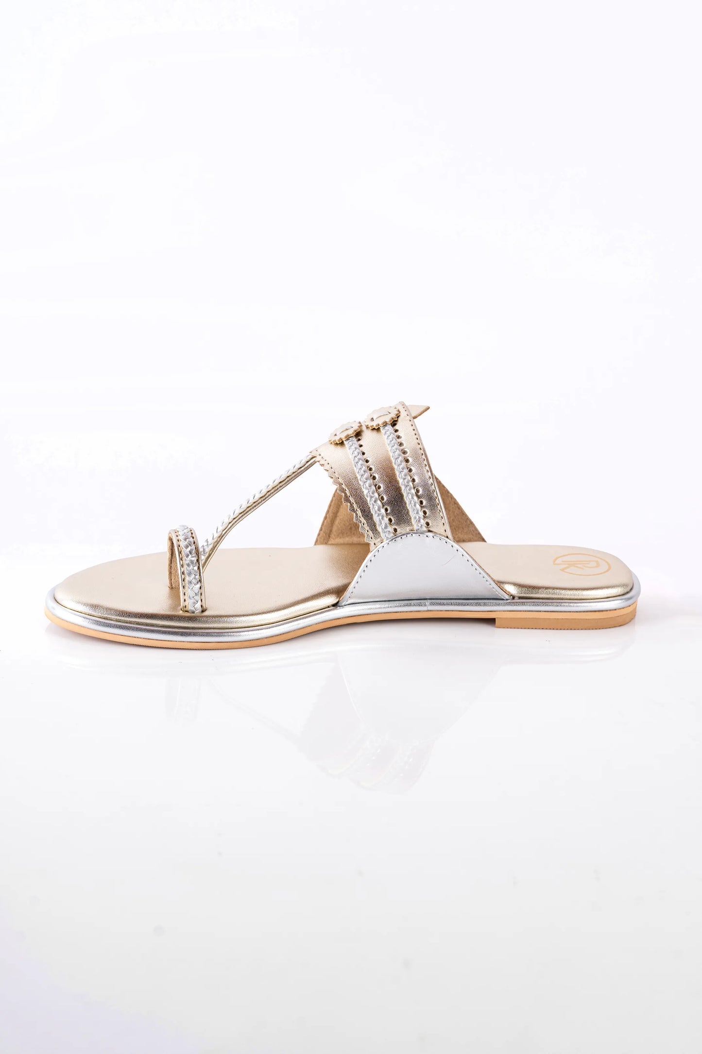 Dull Gold Two One Kolhapuri Flats