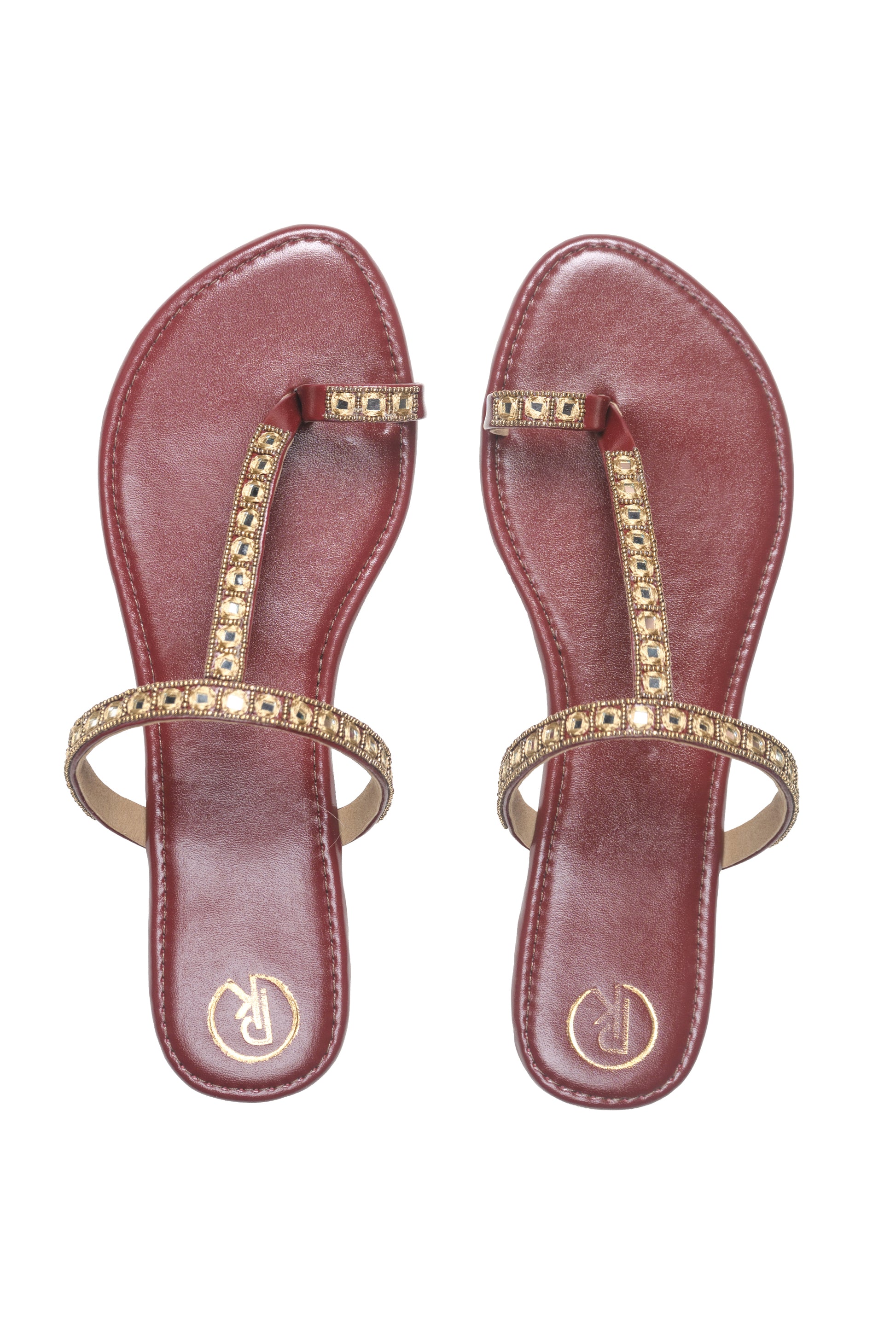 Maroon Nuri Kolhapuri flats