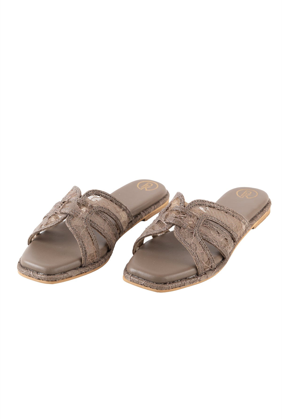 Taupe lace flats