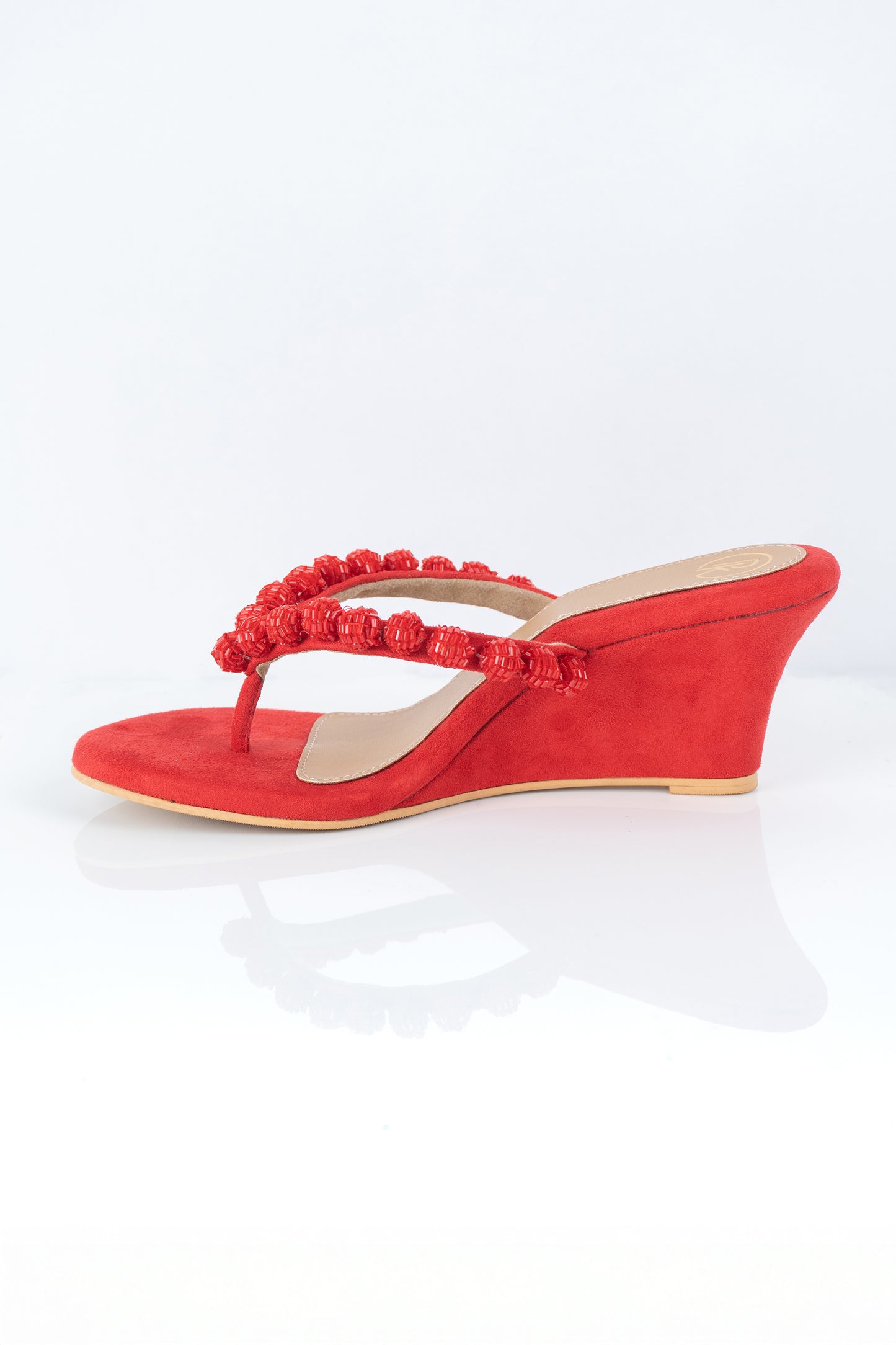Red Burano V Strap Wedges