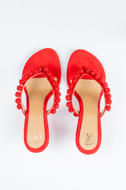 Red Burano V Strap Wedges