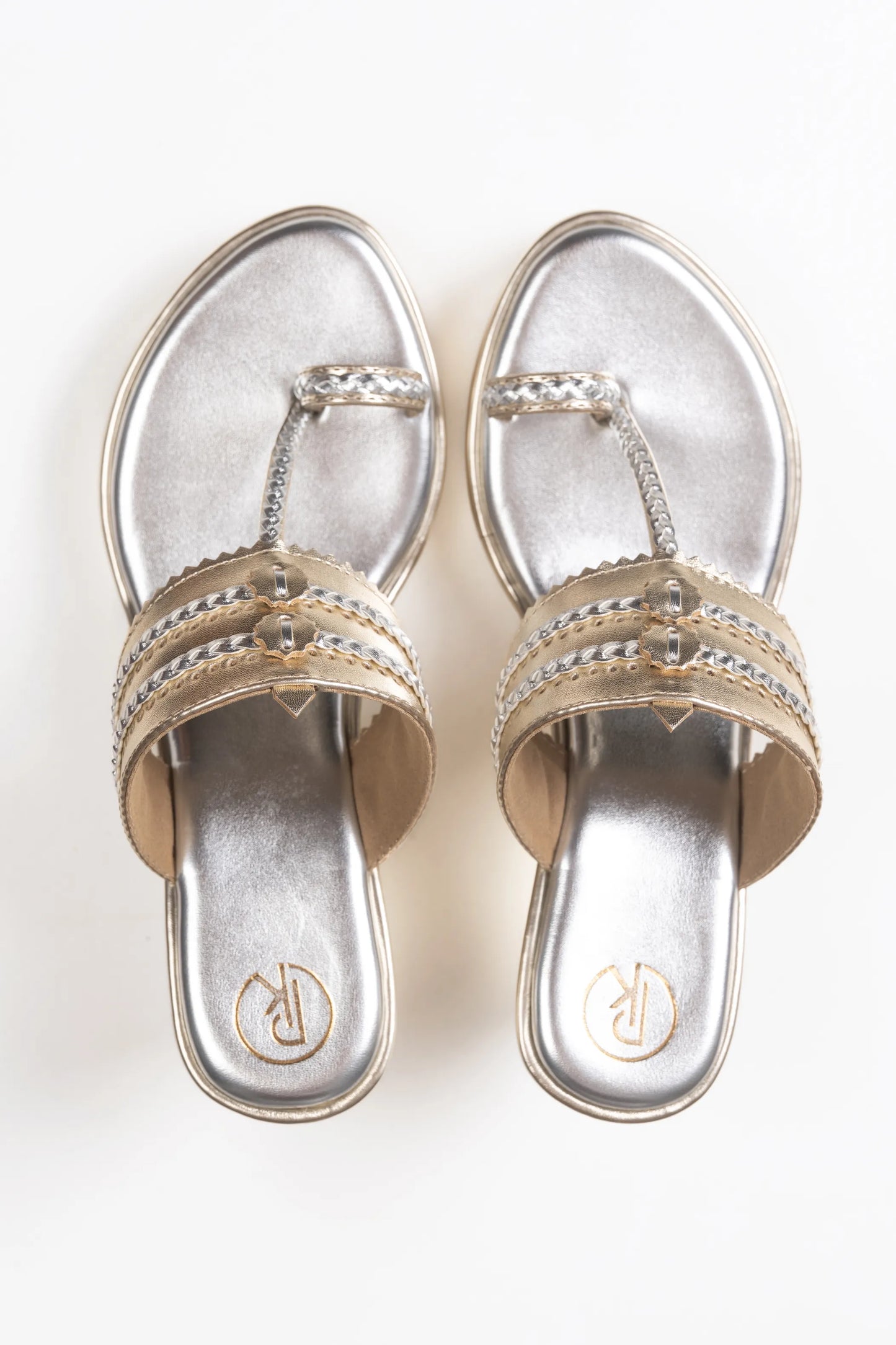 Dull Gold Two Tone Kolhapuri Wedges