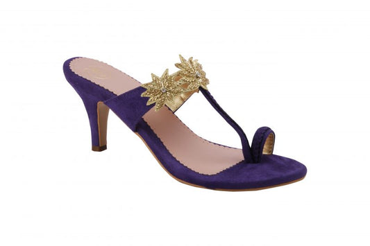 PURPLE SUEDE LOTUS KOLHAPURI HEELS