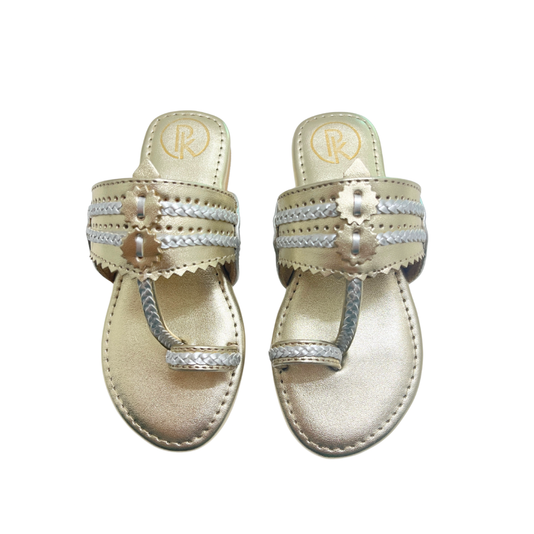 Dull Gold Two Tone Kolhapuri