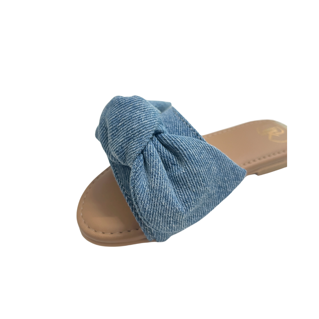 Denim Bow Flats