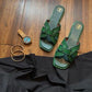 GREEN TEXTURED FLATS