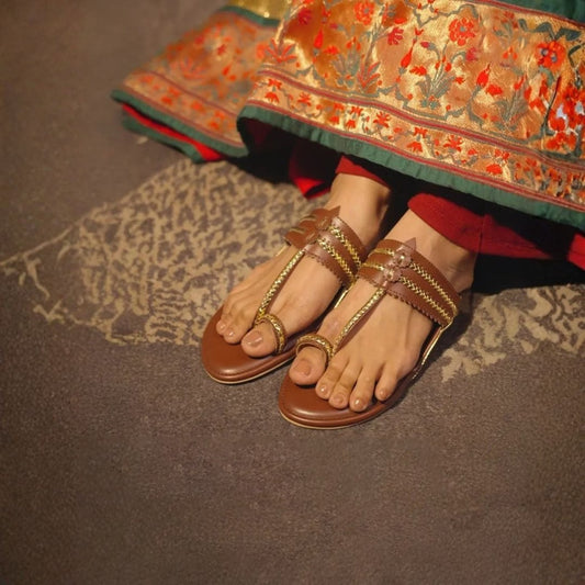 Two Tone Kolhapuri Flats