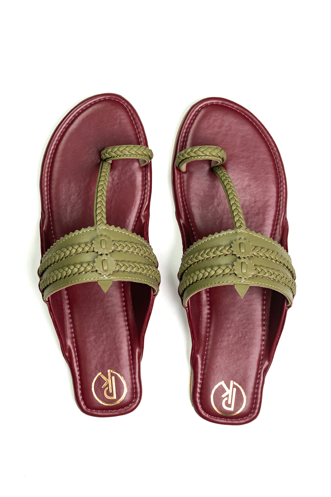 Maroon color block Kolhapuri
