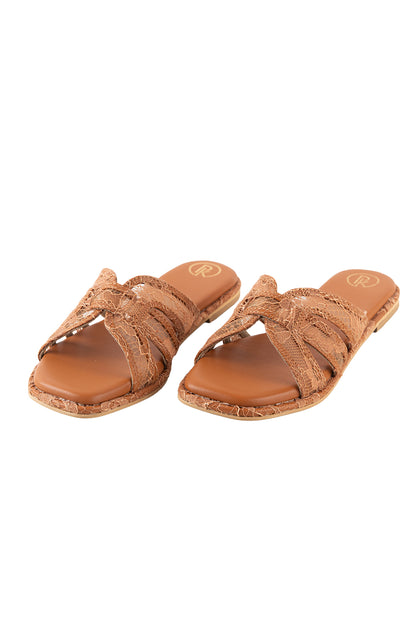 Brown lace flats