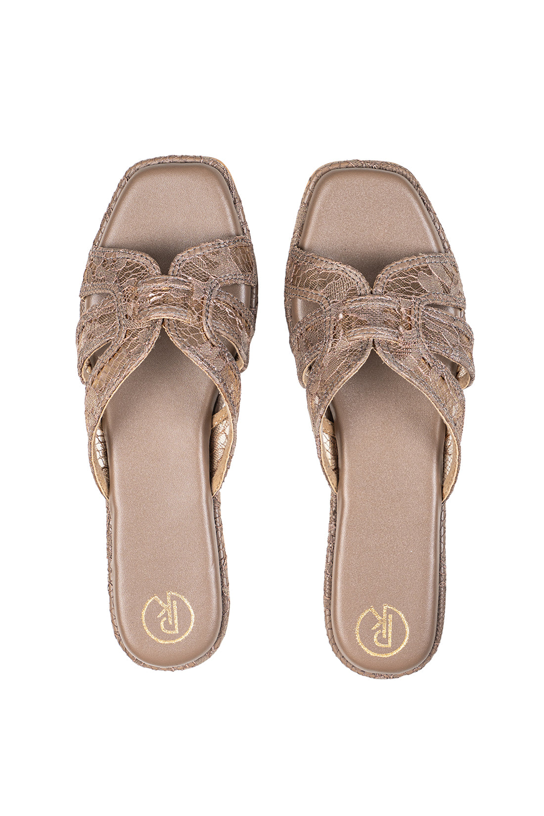 Taupe lace flats