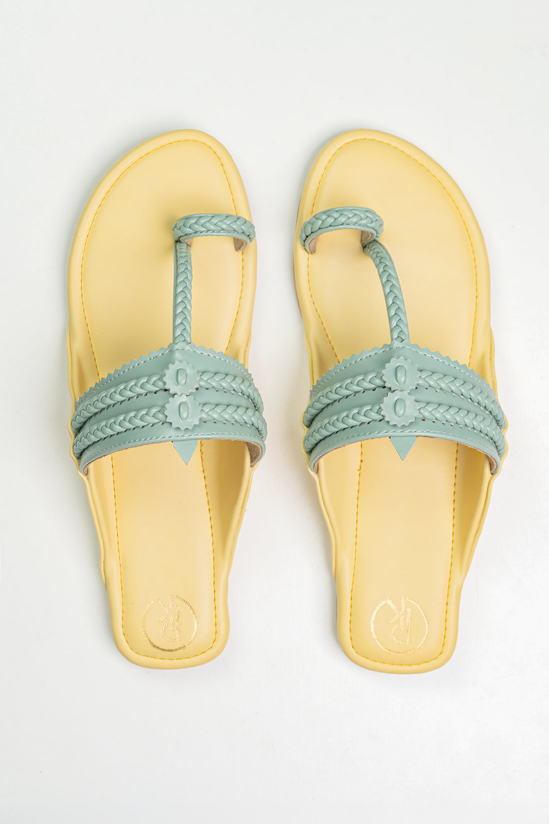 Yellow color block kolhapuri