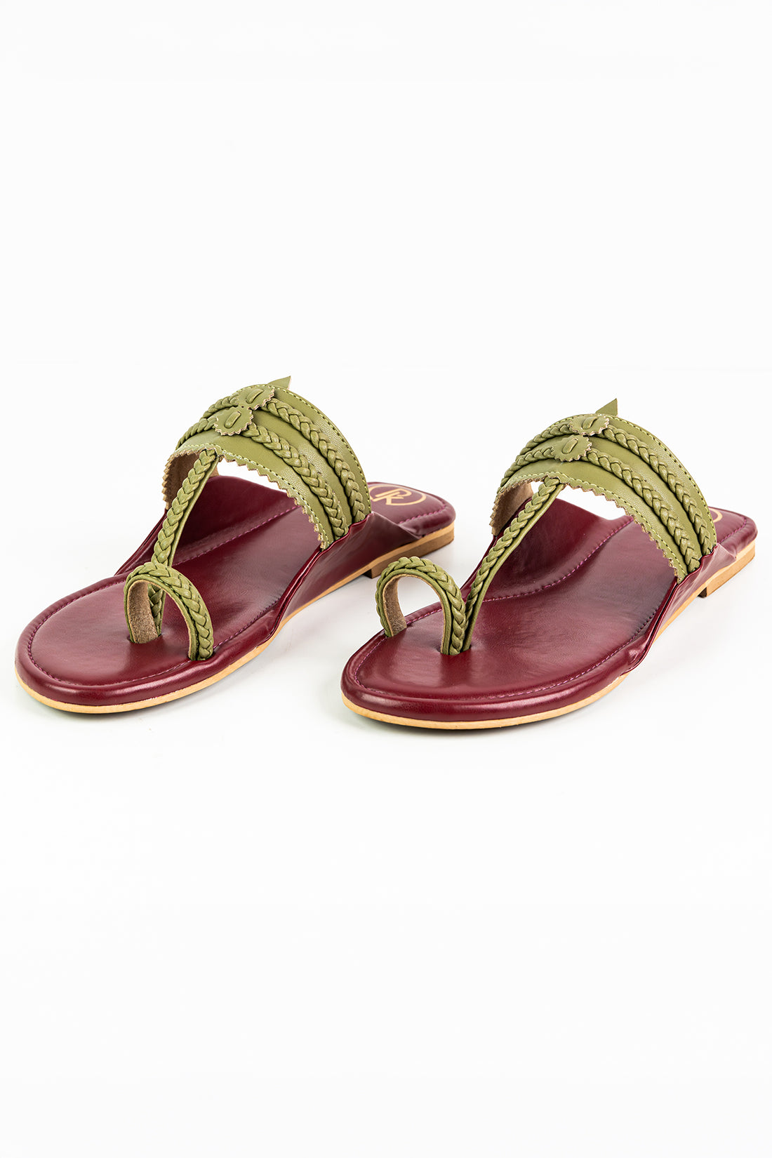 Maroon color block Kolhapuri