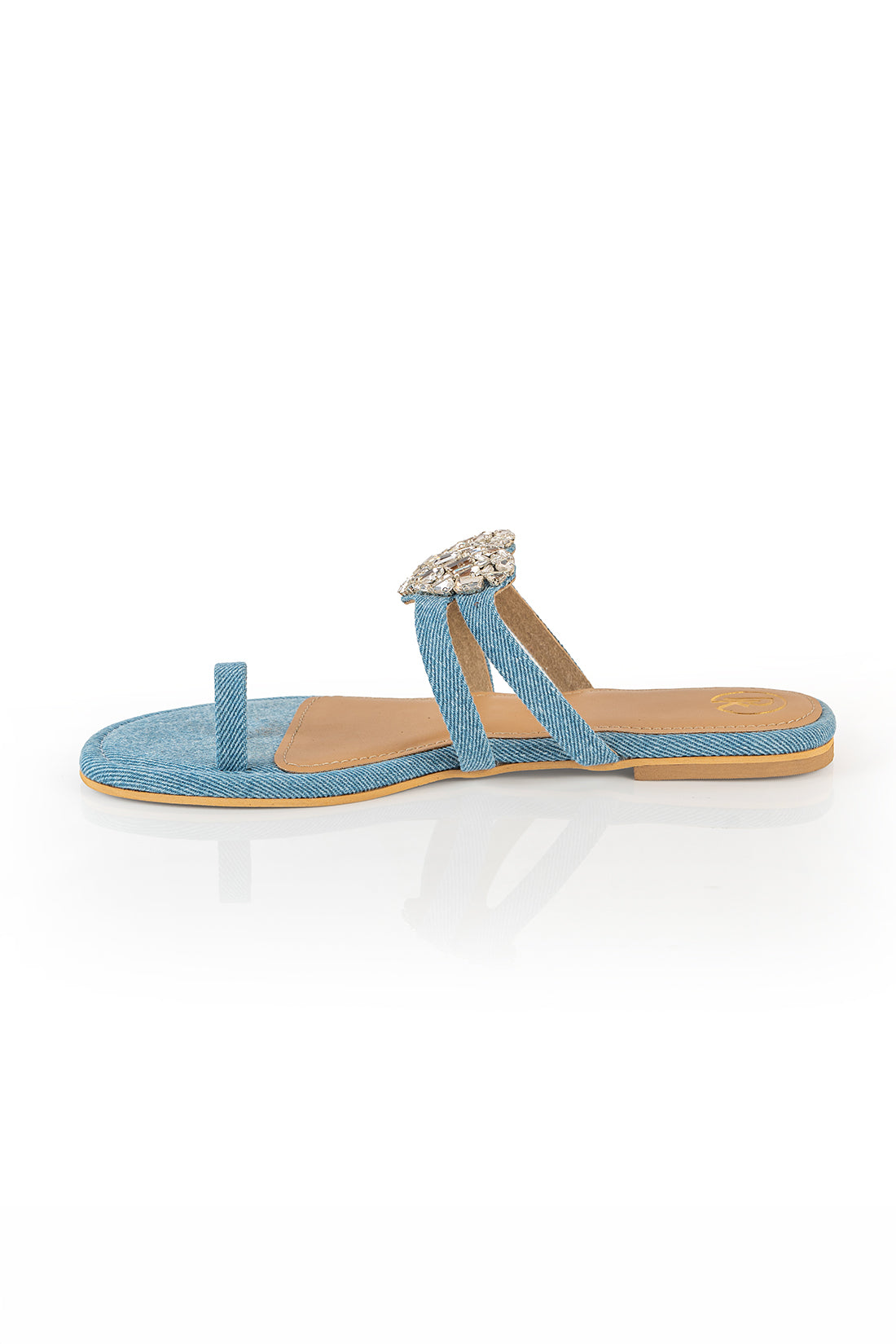 Denim heart flats