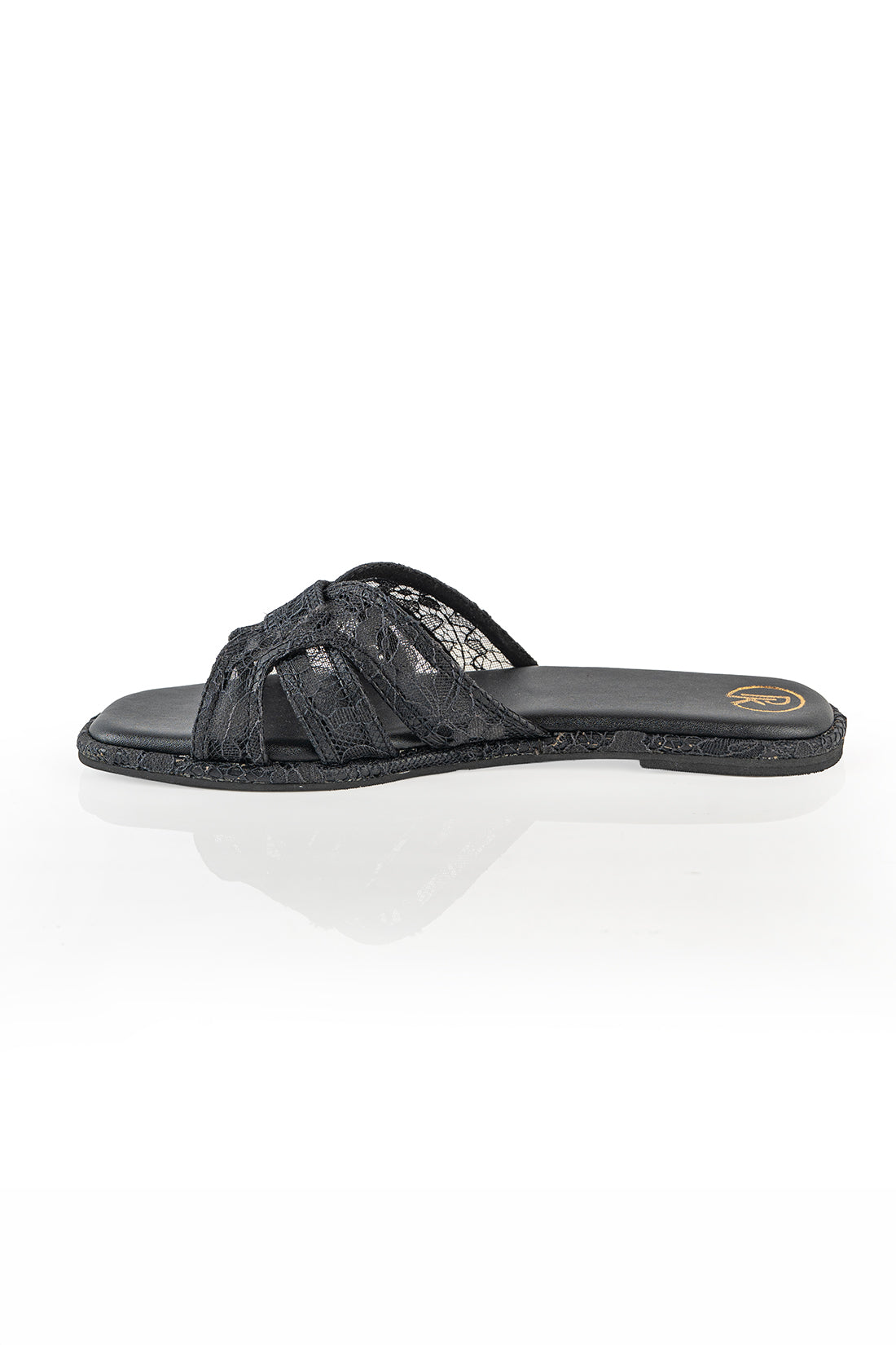 Black lace flats