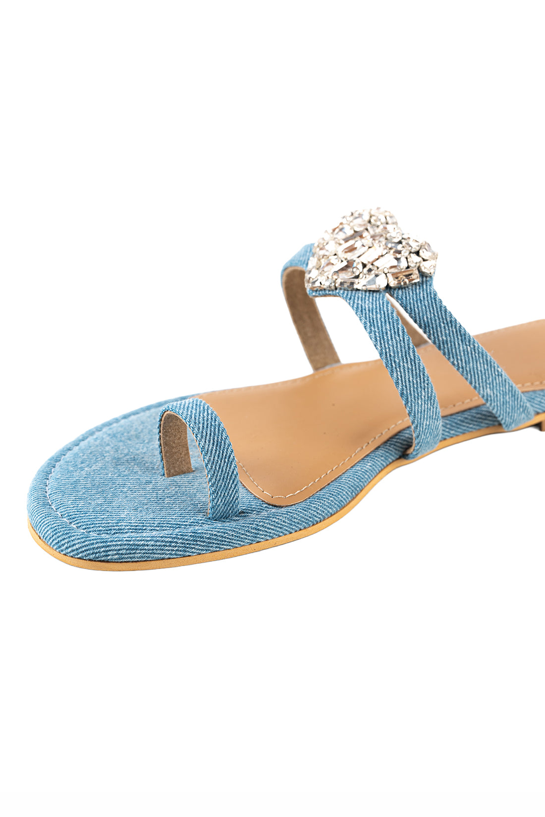 Denim heart flats