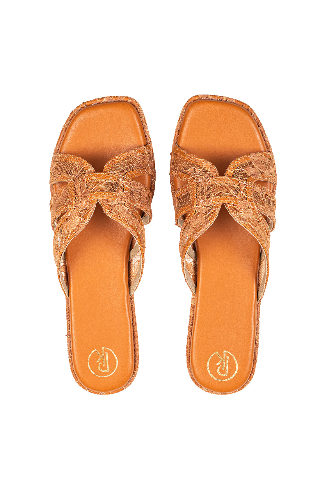 Brown lace flats